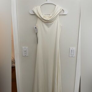 NEW Aritzia Babaton Cream Cowl Neck Sleeveless Gown